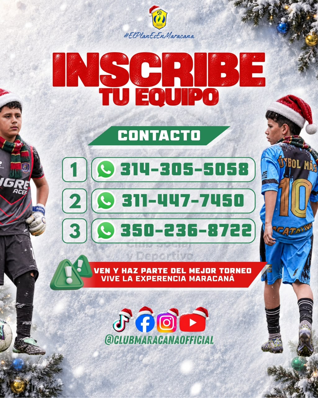 Información de contacto de la Copa Navidad 2026